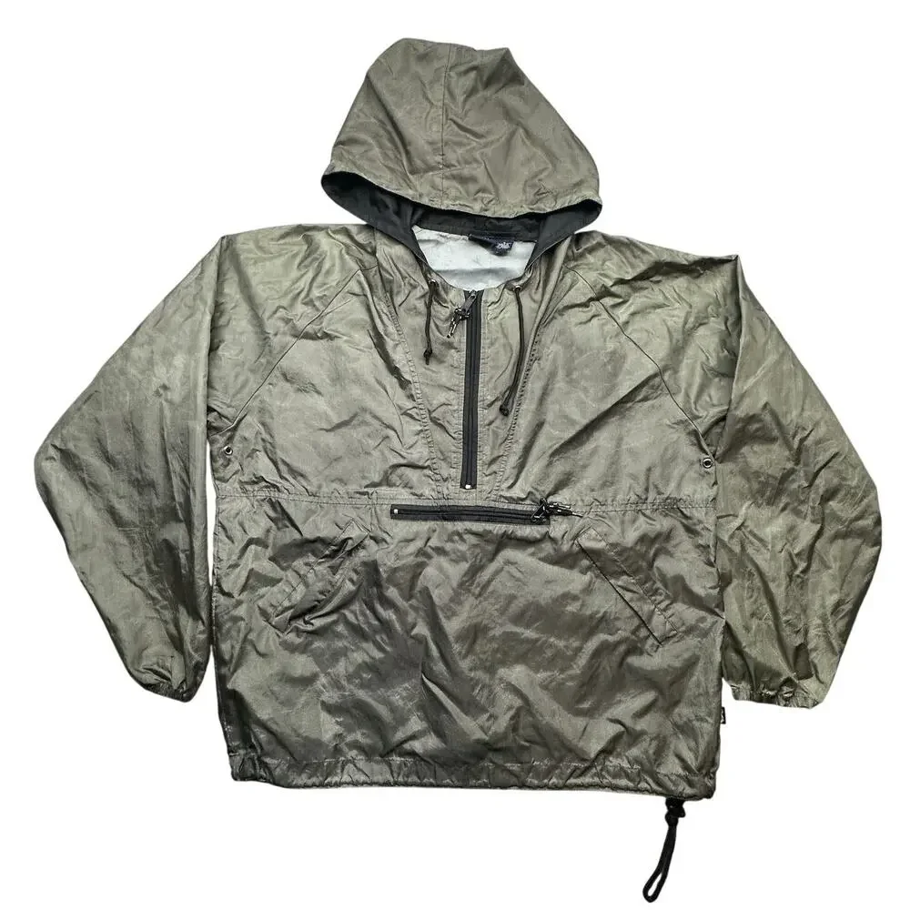 Vintage Gap Anorak Windbreaker Hoodie Jacket Mens Small Pocket Metallic Green